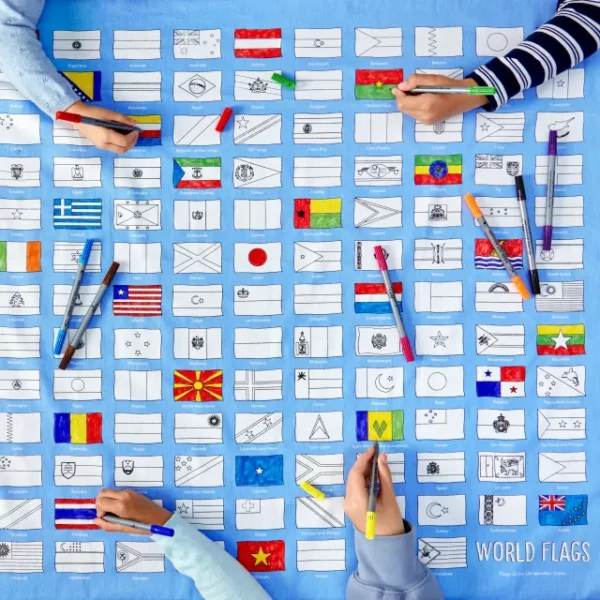 World Flags Coloring Tablecloth