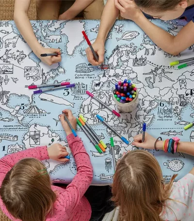 World Map Coloring Tablecloth